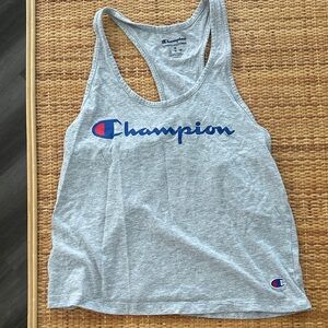 Champion Gray Racerback Tank with Blue and Red Logo